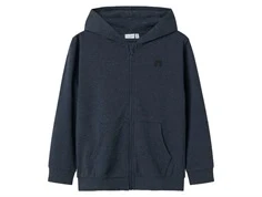 Mørkeblå sweatcardigan med hætte, kængurolommer og lynlås fra Name It 13244055 navy blazer